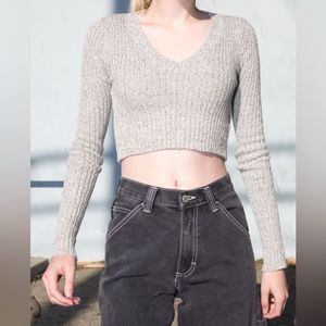 Brandy Melville - Melina Cropped Sweater - Salt & Pepper Grey - One Size